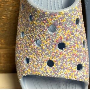 Crocs Star Glitter Platform Sandals 9 Blue Sparkle